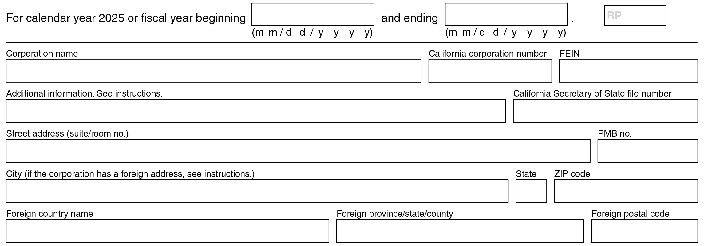 Basic Information Section (Top of the Form)