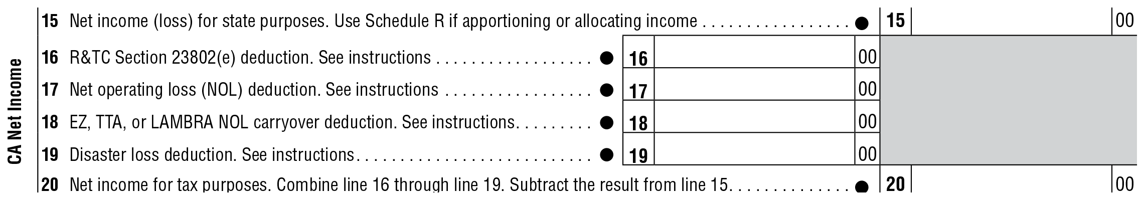 CA Net Income (Line 15 – 20)