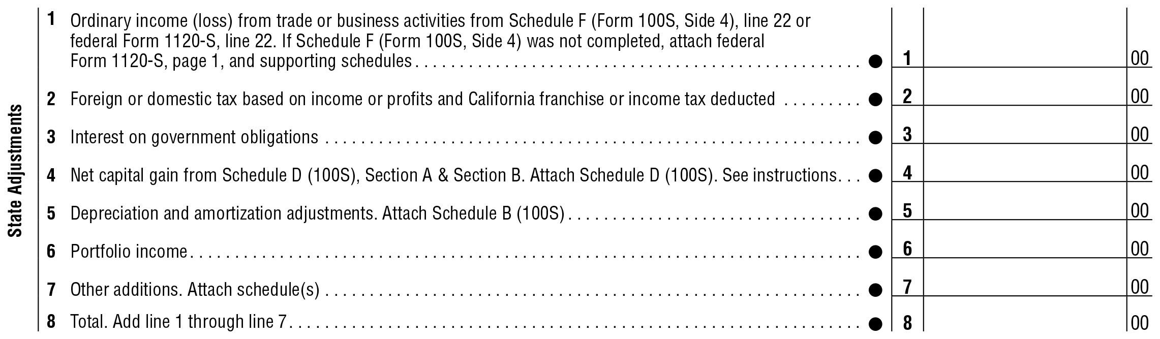 State Adjustments (Line 1 - 4)