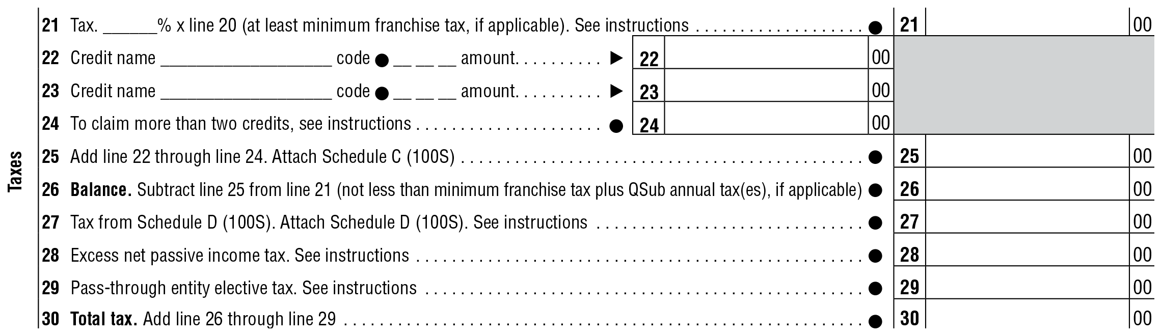 Taxes (Line 21 - 30)