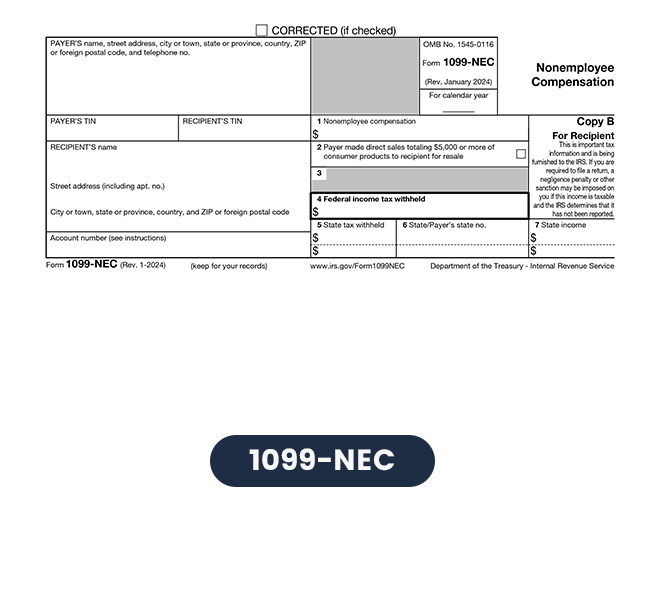 Form 1099-NEC, Nonemployee Compensation