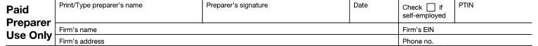 Paid Preparer Use Only
