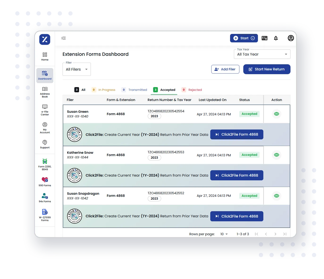 Click2File: Create Current Year Return from Prior Year Data