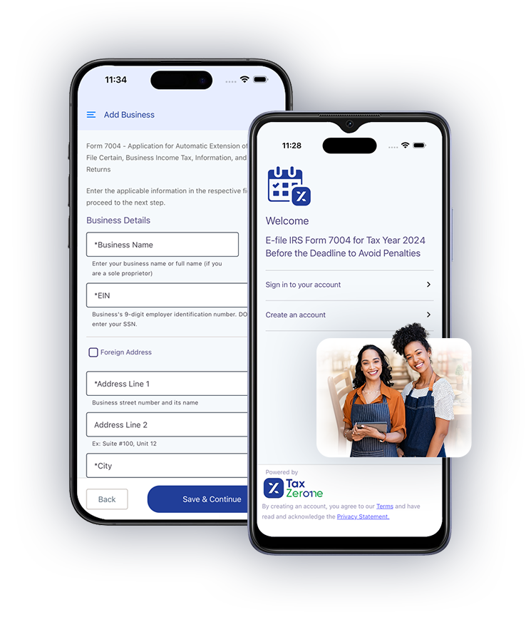 Easily extend your business tax filing deadline with the TaxZerone Mobile App!
