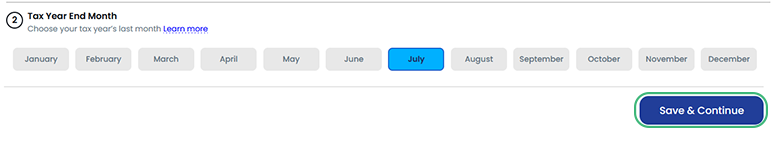 Step 4: Select Tax Year End Month 