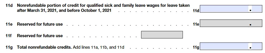 Form 941 instructions - Nonrefundable portion of credit for qualified sick and family leave wages for leave taken after March 31, 2021, and before October 1, 2021