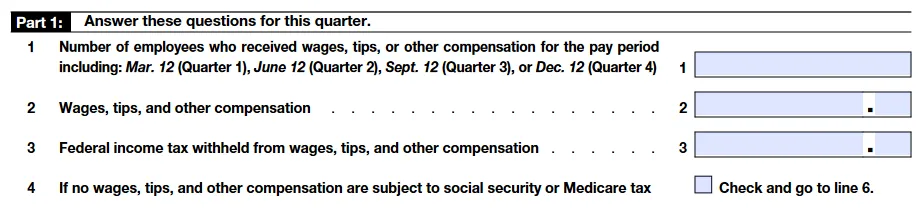 Form 941 instructions - Part 1