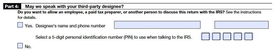 Form 941 instructions - PART 4: Third-party designee