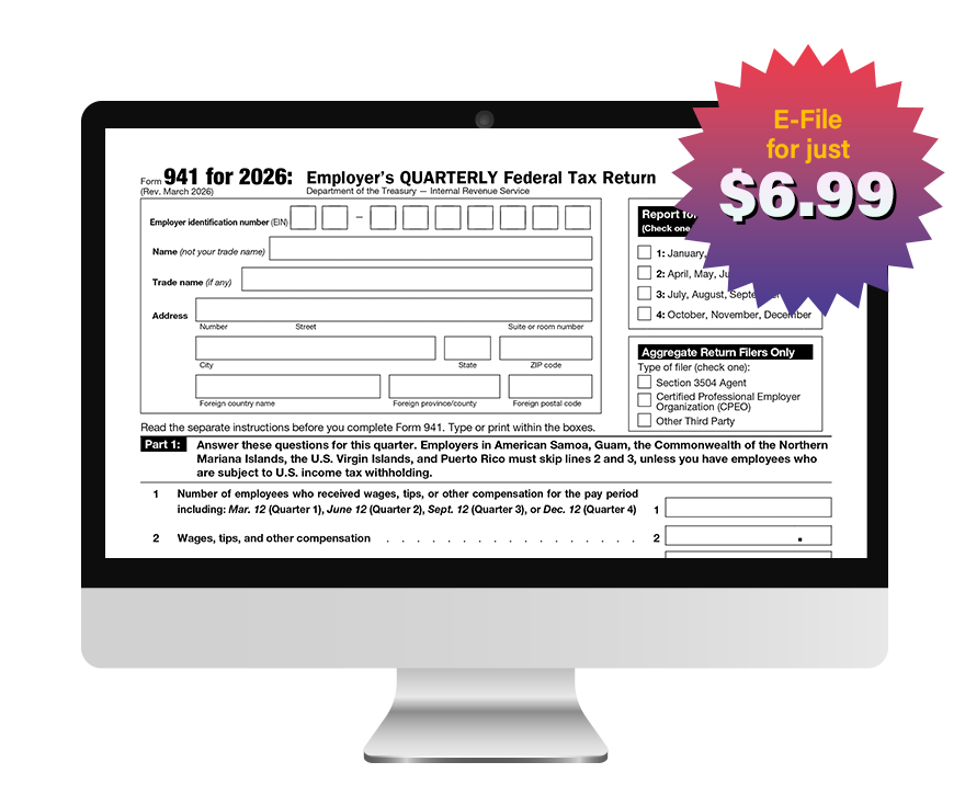 E-File IRS Form 941 Online for 2026 Tax Year