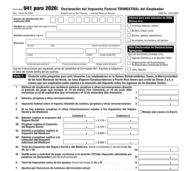Declaración del Impuesto Federal TRIMESTRAL del Empleador.