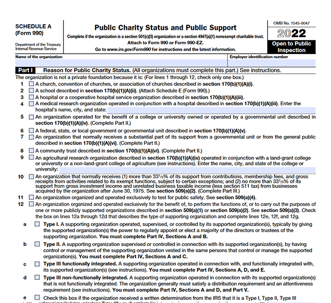 Form 990-EZ Schedules