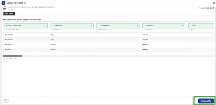 ACA Forms bulk upload-process file