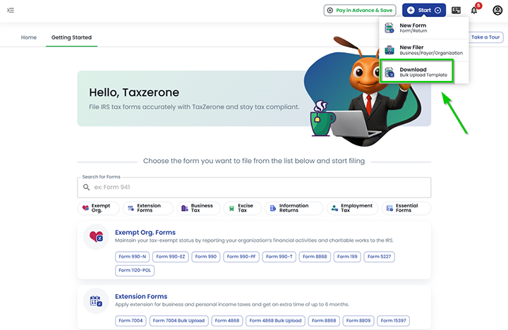  ACA form bulk upload-download