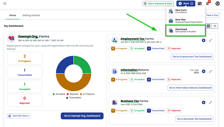  ACA form bulk upload-download