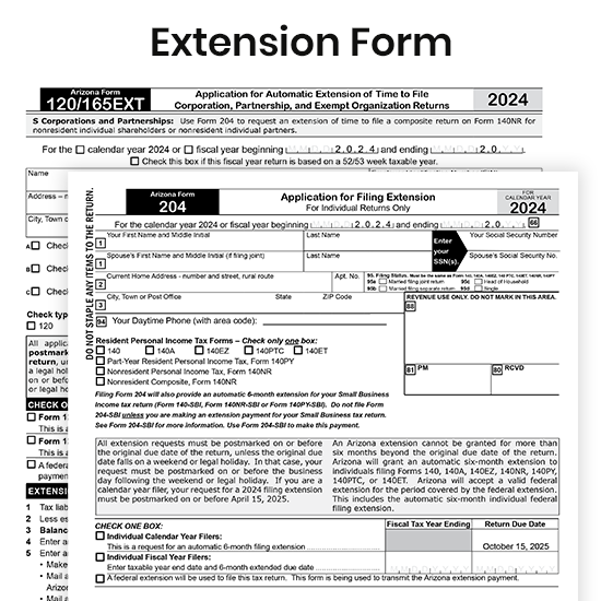What are the Business Extension Forms are required in Arizona?