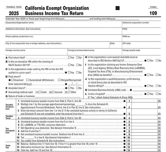 CA FTB - Form 109