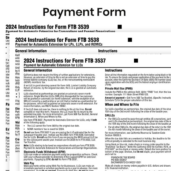 What Business Extension Forms are required in California?