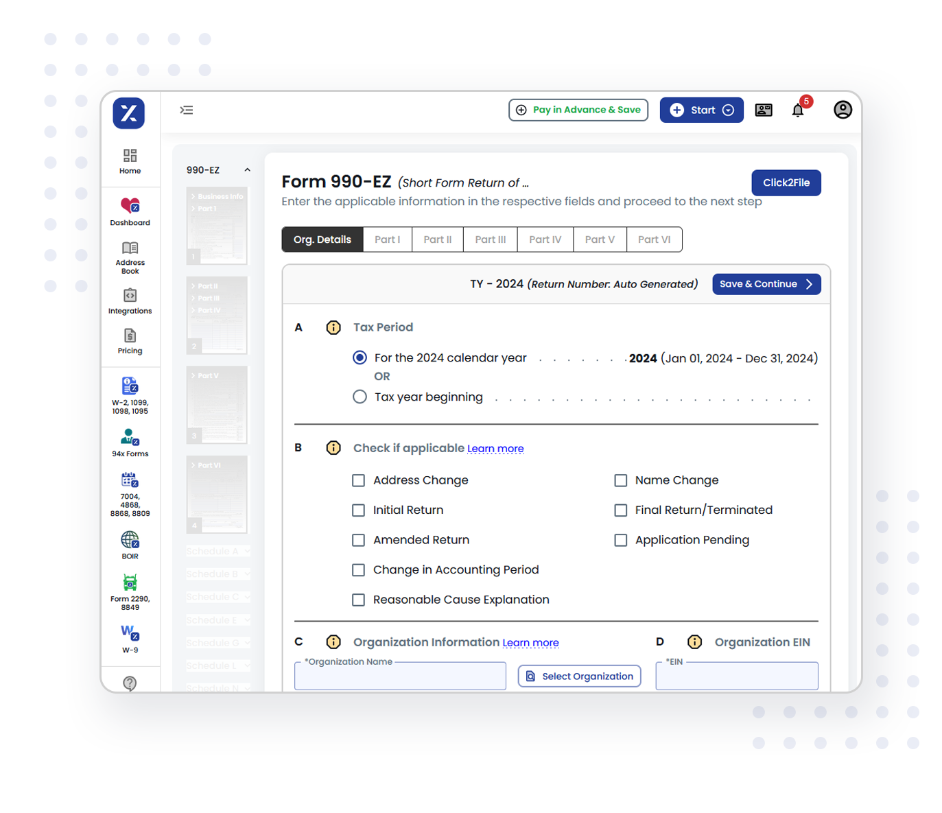 Form 990-EZ e-filing made easy with TaxZerone