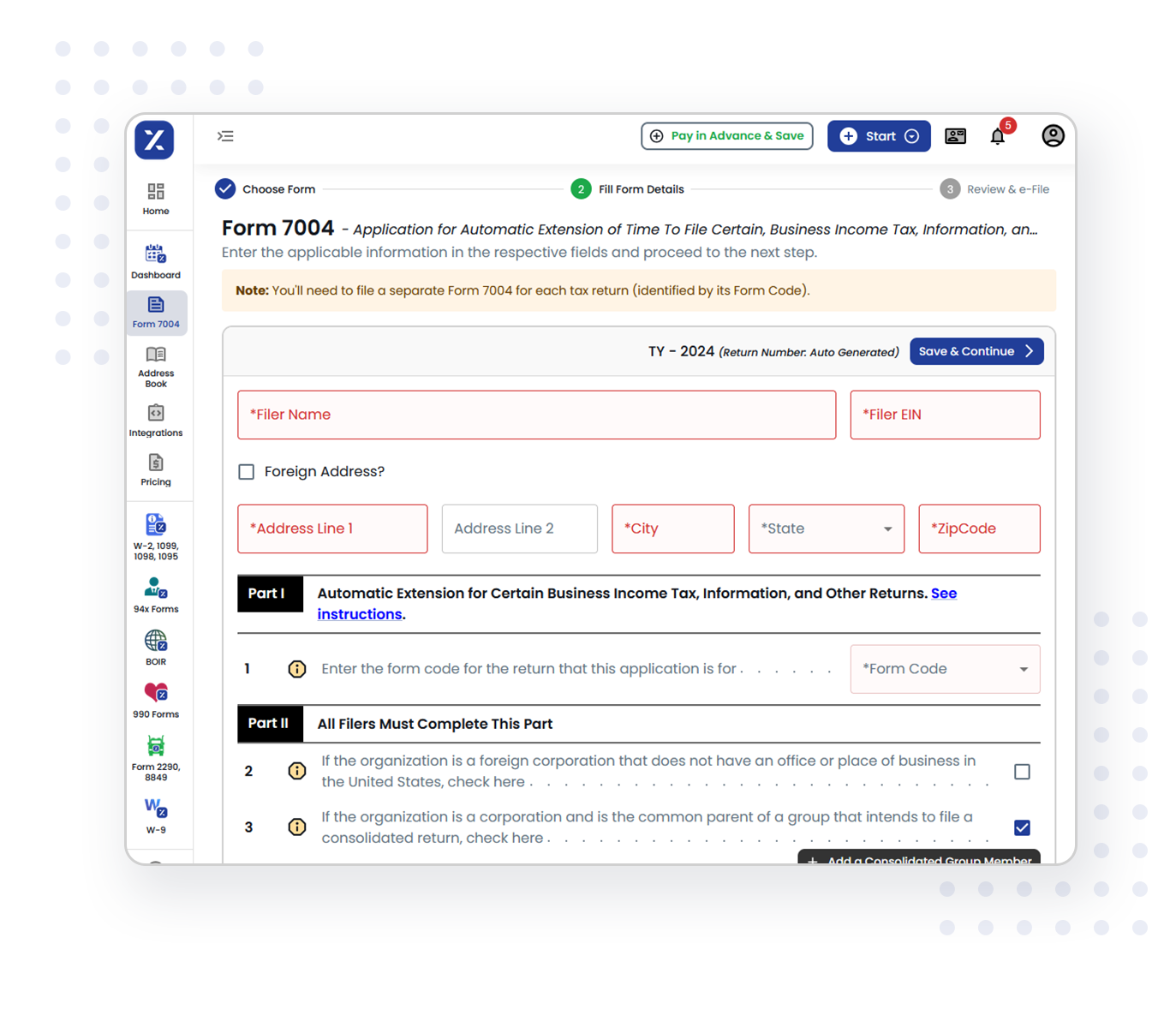 How to e-file IRS extension forms using TaxZerone?