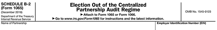 Schedule B-2 (Form 1065) basic information showing partnership name and EIN