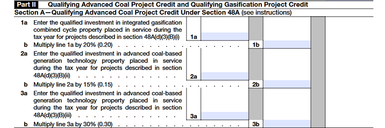 Form 3468 Part II Section A-Qualifying Advanced Coal Project Credit Under Section 48A 