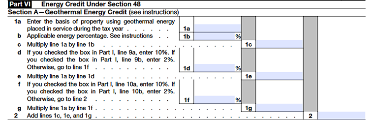 Form 3468 Part VI Section A-Geothermal Energy Credit