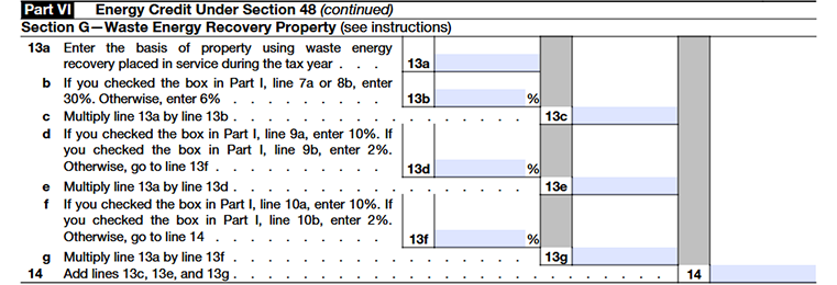 Form 3468 Part VI Section G-Waste Energy Recovery Property 