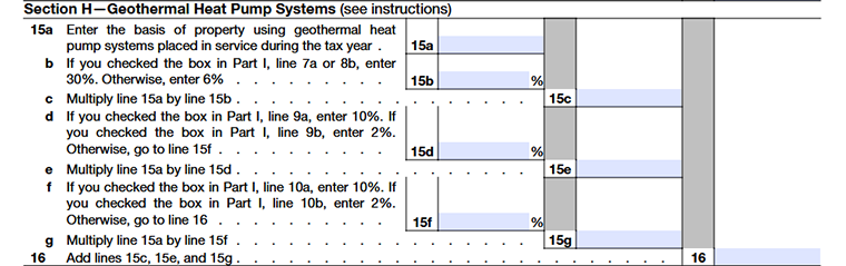 Form 3468 Part VI Section H-Geothermal Heat Pump Systems 