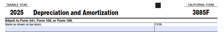 CA FTB Form 3885F Depreciation and amortization