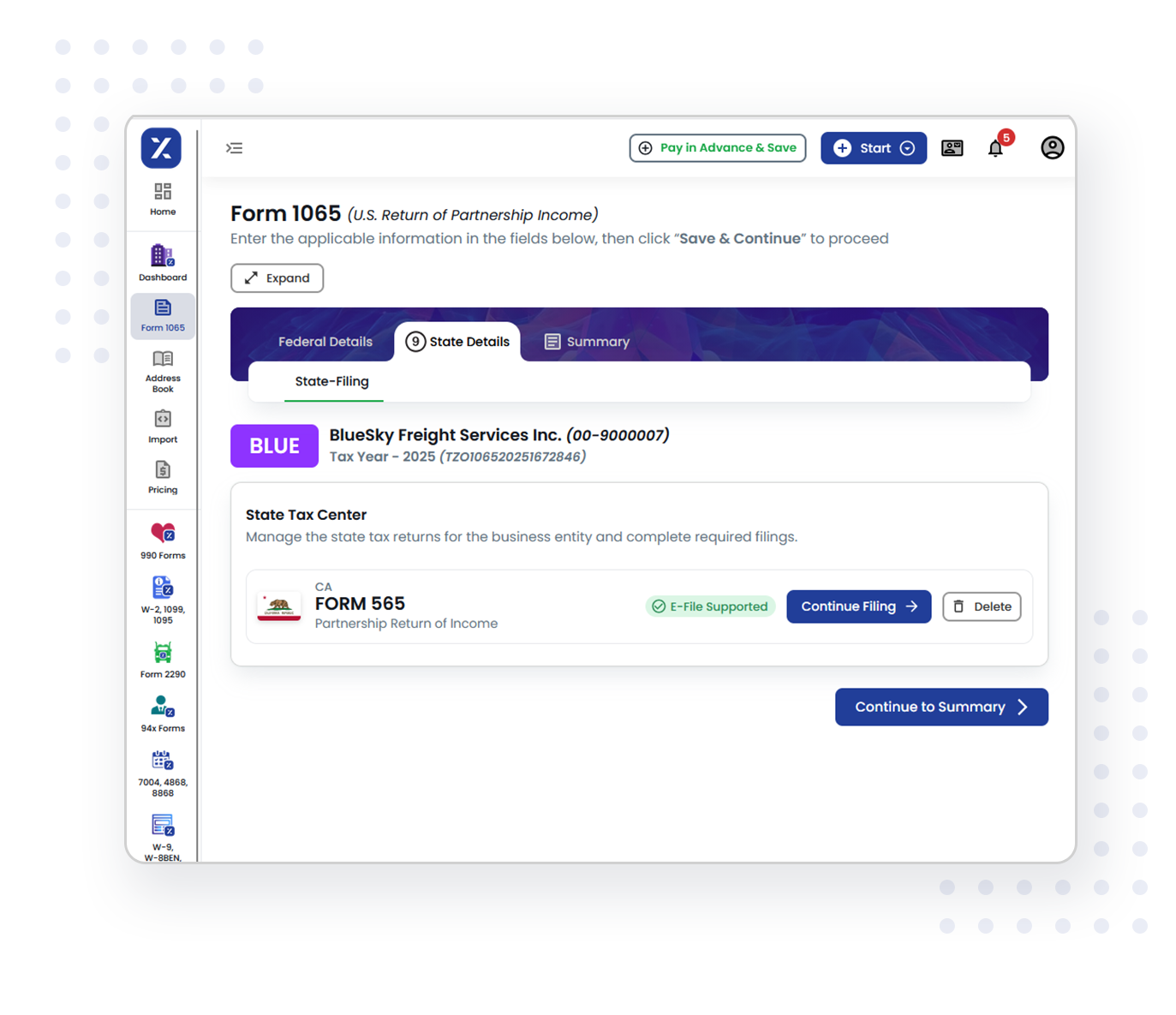 How to File Form 565 with TaxZerone