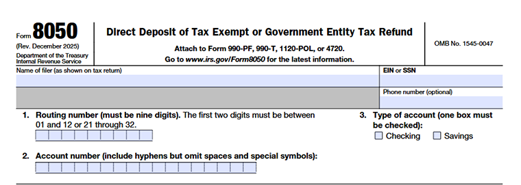 form 8050 attach form of 990-pf, 990-t