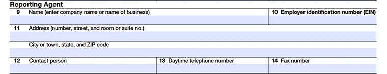 Form 8655-line-9 to 14-reporting agent’s details