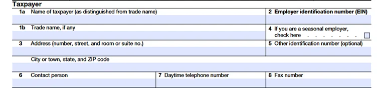Form 8655-line-1a to 8-taxpayer's details
