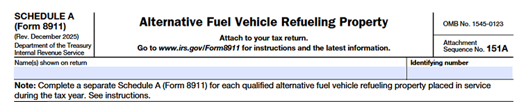 Schedule A (Form 8911) - Alternative Fuel Vehicle Refueling Property Organization details