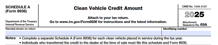 Schedule A (Form 8936) - Instructions, Organization details