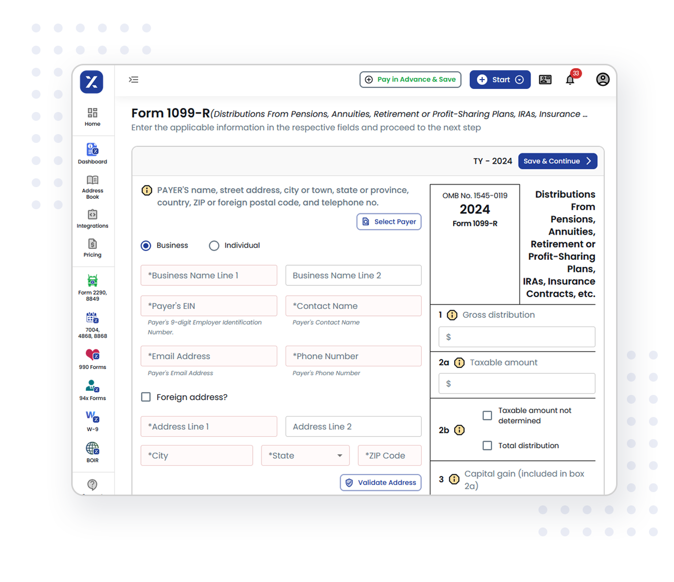 Complete your Form 1099-R e-filing in 3 simple steps