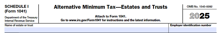 Schedule I (Form 1041) filing requirement 
