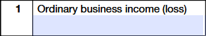 Schedule K-1 (Form 1120-S) Line 1 showing ordinary business income (loss)