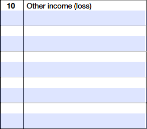 Schedule K-1 (Form 1120-S) Line 10 showing other income (loss)