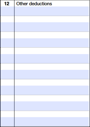 Schedule K-1 (Form 1120-S) Line 12 showing other deductions