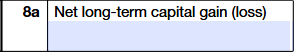 Schedule K-1 (Form 1120-S) Line 8a showing net long-term capital gain (loss)