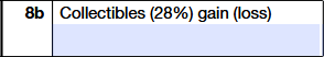 Schedule K-1 (Form 1120-S) Line 8b showing collectibles (28%) gain (loss)
