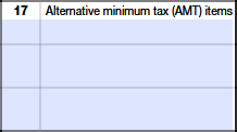 Schedule K-1 (Form 1065) Part III – Alternative Minimum Tax (AMT) Items