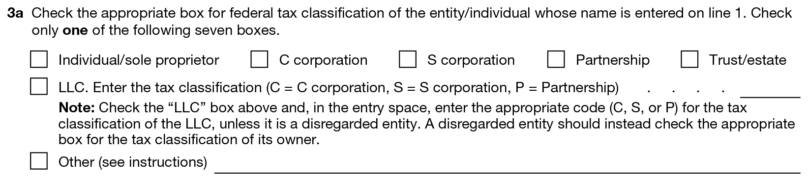 Form W-9-line-3a-federal tax classification 