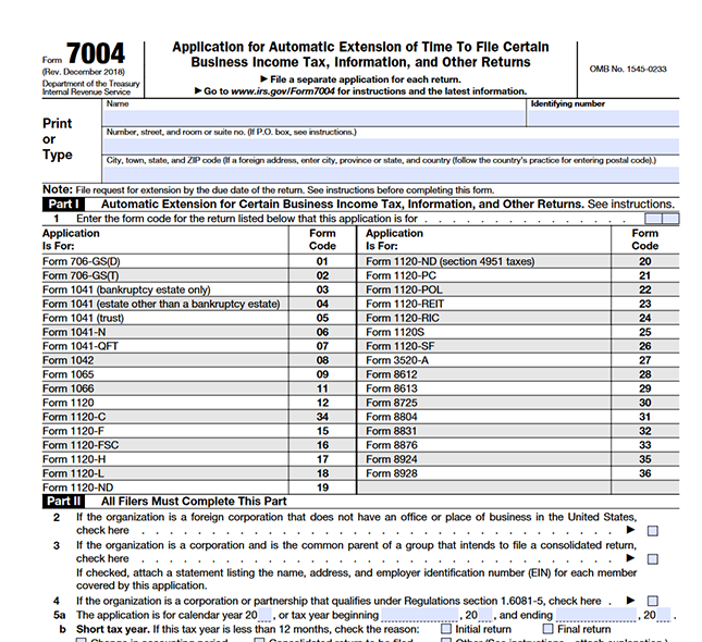 What is IRS 7004 Tax Form?